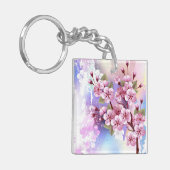 絵の背景に淡い桜 キーホルダー (正面左)