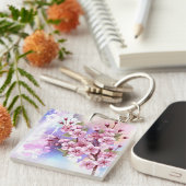 絵の背景に淡い桜 キーホルダー (正面右)