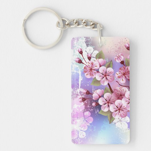 絵の背景に淡い桜 キーホルダー (正面)