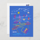 絵はがき：ギリン花瓶ビーチサマースケッチ ポストカード (正面/裏面)