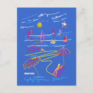 絵はがき:ギリン花瓶ビーチサマースケッチ ポストカード