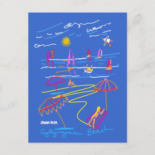 絵はがき：ギリン花瓶ビーチサマースケッチ ポストカード (正面)