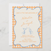 絵を描お洒落カラフル手を結婚加える 招待状 (正面)