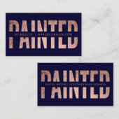 絵を描かれたロゴはばら色の金ゴールドのタイポグラフィ海軍を切り取りました 名刺 (正面/裏面)