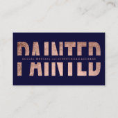 絵を描かれたロゴはばら色の金ゴールドのタイポグラフィ海軍を切り取りました 名刺 (裏面)