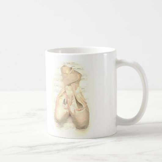 絵を描かれるバレエのPointeの靴 コーヒーマグカップ (右)