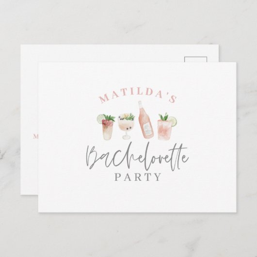 絵を描かれる水彩画はバチェロレッテのinvitを飲みます インビテーションポストカード (正面/裏面)