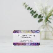 絵を描かれる紫色のモザイク水彩画の抽象芸術 名刺 (スタンド正面)