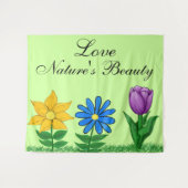 絵を描かわいらし庭の花の壁デコール タペストリー (正面(横))