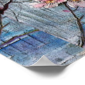 絵を描かわいらし青い鳥花フェイク ポスター (角)