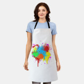 絵を描かわいらし(ばちゃばちゃ)跳ねるの抽象芸術絵を描芸術絵を描 エプロン (着用した状態)