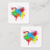 絵を描かわいらし（ばちゃばちゃ）跳ねるの抽象芸術絵を描芸術絵を描 スクエア名刺 (正面/裏面)