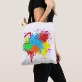 絵を描かわいらし（ばちゃばちゃ）跳ねるの抽象芸術絵を描芸術絵を描 トートバッグ (クローズアップ)