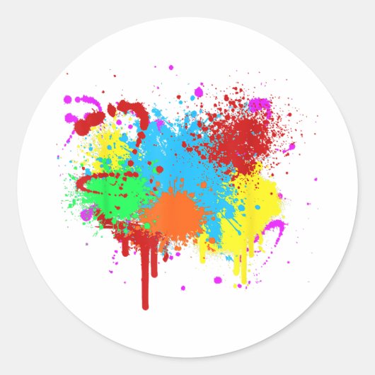 絵を描かわいらし(ばちゃばちゃ)跳ねるの抽象芸術絵を描芸術絵を描 ラウンドシール (正面)