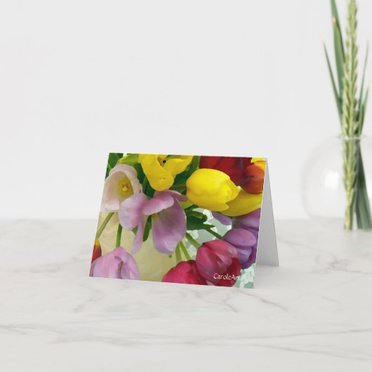 "絵を描きましたチューリップの花束"を カード (正面)