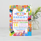 絵を描くアート誕生日パーティー招待状 招待状 (スタンド正面)