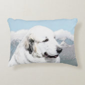 絵を描くグレート・ピレニーズ-元の犬の芸術 アクセントクッション (正面)