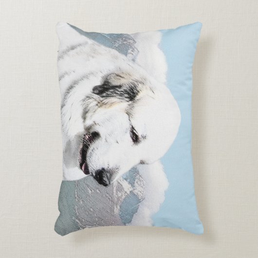 絵を描くグレート・ピレニーズ-元の犬の芸術 アクセントクッション (正面(垂直))