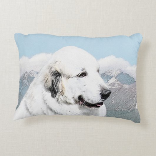 絵を描くグレート・ピレニーズ-元の犬の芸術 アクセントクッション (裏面)