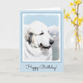 絵を描くグレート・ピレニーズ-元の犬の芸術 カード (黄色い花)