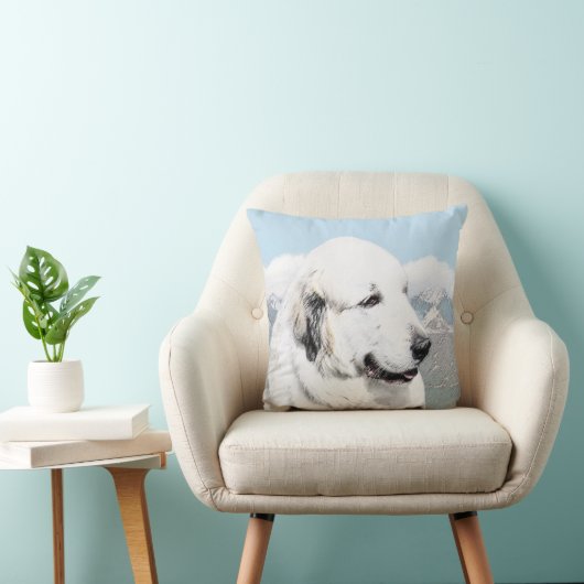 絵を描くグレート・ピレニーズ-元の犬の芸術 クッション (椅子)