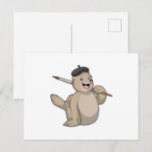 絵を描くシール（筆あり） ポストカード (正面/裏面)