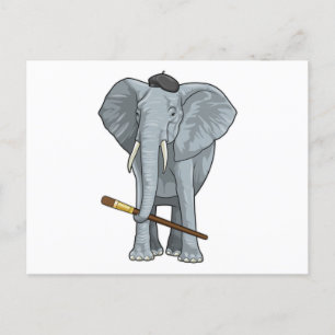 絵を描くゾウ ポストカード