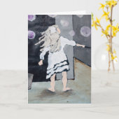 絵を描く泡および詩カードを吹いている女の子 カード (黄色い花)