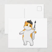 絵を描く猫 ポストカード (正面/裏面)