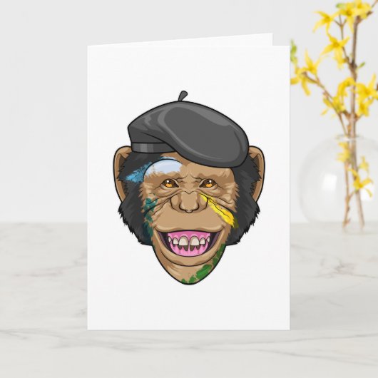 絵を描く猿 カード (黄色い花)