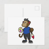絵を描く猿（ペイントと筆付き） ポストカード (正面/裏面)