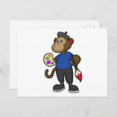 絵を描く猿（絵具と筆を持つ) ポストカード (正面/裏面)
