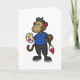 絵を描く猿(絵具と筆付き) カード