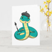 絵を描く蛇 カード (黄色い花)