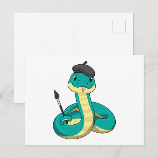 絵を描く蛇 ポストカード (正面/裏面)