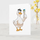 絵を描く道具を持ったペイント職人としてのダック カード (黄色い花)