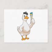 絵を描く道具を持ったペイント職人としてのダック ポストカード (正面)