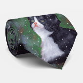 絵を描く雪片を調べているタキシード猫 ネクタイ (ロール)