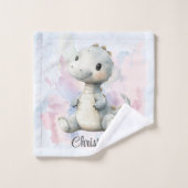 絵を描しぶきはき愛らしい恐竜の赤ちゃんシャワーの贈り物 バスタオルセット (ウォッシュタオル)