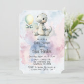 絵を描しぶきはき愛らしい恐竜の赤ちゃんシャワー 招待状 (スタンド正面)