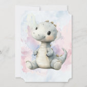 絵を描しぶきはき愛らしい恐竜の赤ちゃんシャワー 招待状 (裏面)