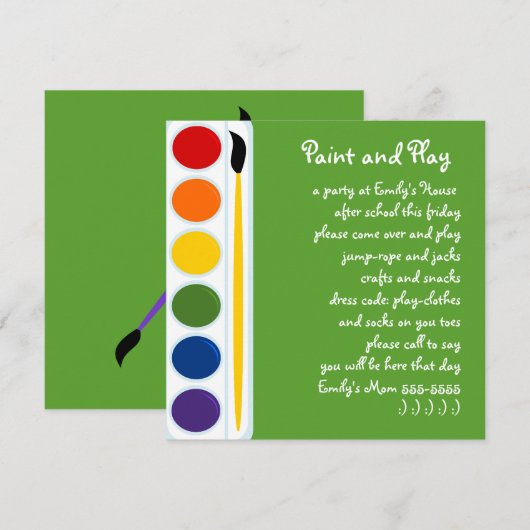 絵を描とブラシ 招待状 (正面/裏面)