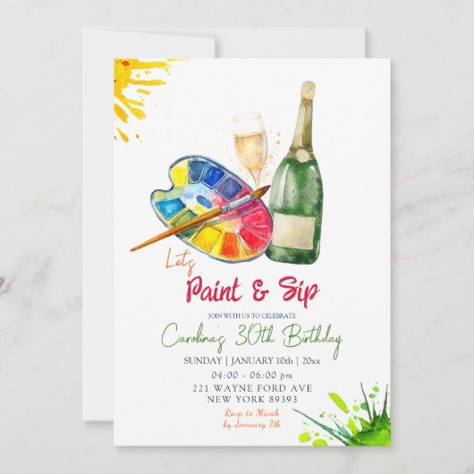 絵を描とSeep大人誕生日 招待状 (正面)