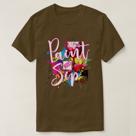 絵を描とSIPパーティーアートナイトワインキャンバスノベルティ Tシャツ (デザイン正面)