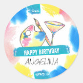 絵を描とSip大人誕生日絵を描&ワインパーティー ラウンドシール (正面)