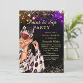 絵を描とSip Bridal Shower Invitation 招待状 (スタンド正面)