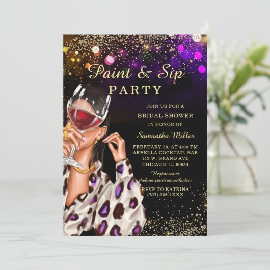 絵を描とSip Bridal Shower Invitation 招待状 (スタンド正面)