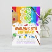 絵を描のパーティの招待状、Art Birthday Party - 8 招待状 (スタンド正面)