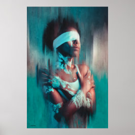 絵を描のモダンポートレートアフリ絵を描カ人女 ポスター