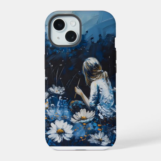 絵を描の夜の花 iPhone 15ケース (裏面)